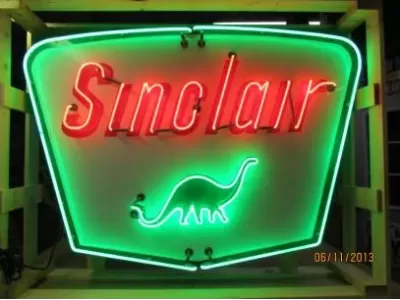 New Sinclair Dino Gasoline Porcelain Neon Sign  60"W x 42"H