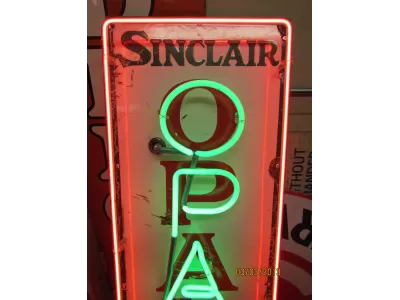 New Sinclair Opaline Motor Oil Vertical Porcelain Neon Sign 60"H x 15"W