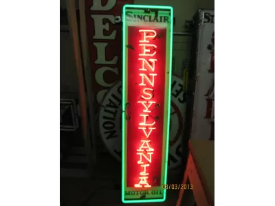 New Sinclair Pennsylvania Motor Oil Vertical Porcelain Neon Sign 15"W x 60"H