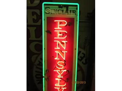 New Sinclair Pennsylvania Motor Oil Vertical Porcelain Neon Sign 15"W x 60"H