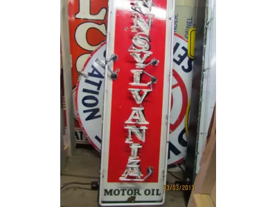 New Sinclair Pennsylvania Motor Oil Vertical Porcelain Neon Sign 15"W x 60"H