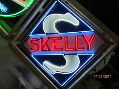 Original "Skelly" Porcelain Neon Sign 72"W x 72"H
