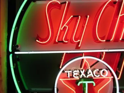 New Texaco Skychief Porcelain Neon Sign 60" Diameter