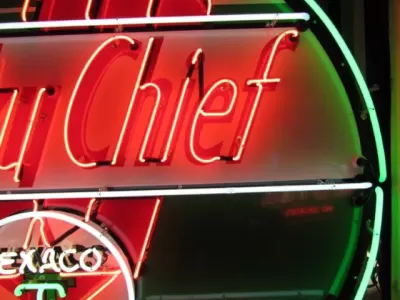 New Texaco Skychief Porcelain Neon Sign 60" Diameter