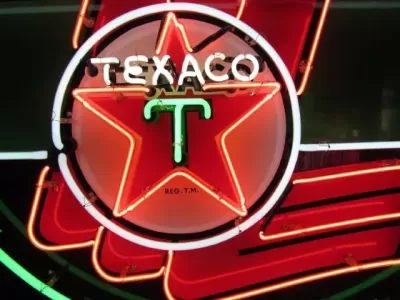 New Texaco Skychief Porcelain Neon Sign 60" Diameter