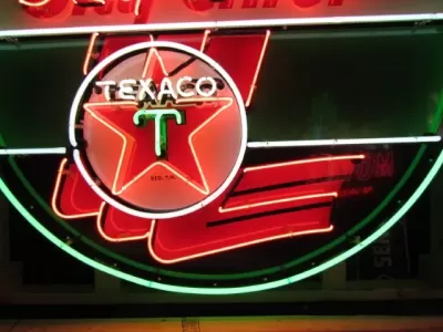New Texaco Skychief Porcelain Neon Sign 60" Diameter