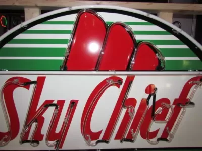 New Texaco Skychief Porcelain Neon Sign 60" Diameter