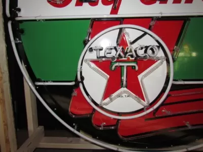 New Texaco Skychief Porcelain Neon Sign 60" Diameter