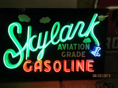 New Skylark Gasoline Porcelain Neon Sign 66"W x 42"H