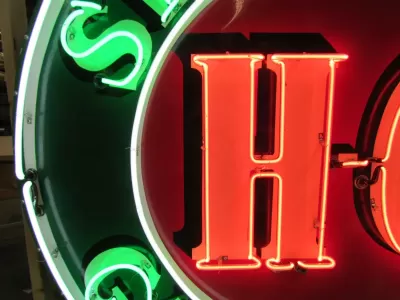 Original Sinclair Gasoline HC Porcelain Neon Sign 72" Diameter