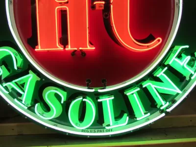 Original Sinclair Gasoline HC Porcelain Neon Sign 72" Diameter