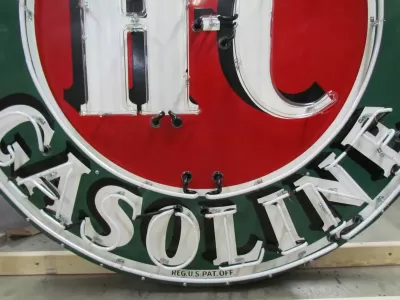 Original Sinclair Gasoline HC Porcelain Neon Sign 72" Diameter