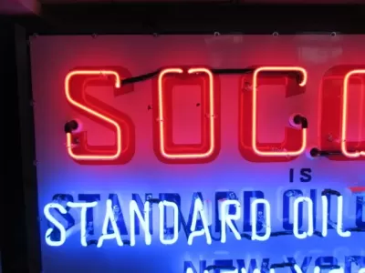 Original Socony Standard Oil Company Porcelain Neon Sign 56"W x 32"H