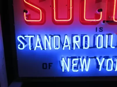 Original Socony Standard Oil Company Porcelain Neon Sign 56"W x 32"H