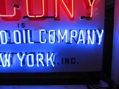 Original Socony Standard Oil Company Porcelain Neon Sign 56"W x 32"H