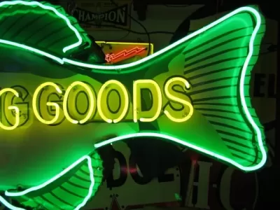 New Sporting Goods Double-Sided Porcelain Neon 9 FT Wide x 43 IN H