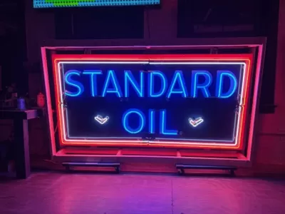Original Standard Oil Porcelain Sign with Neon 8 FT W x 4 FT H