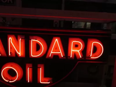 Original Standard Oil Porcelain Sign with Neon & Bullnose Ends 9 FT W x 42 IN H