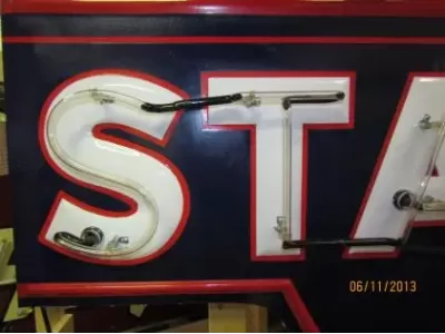 Original Standard Oil Porcelain Sign with Neon & Bullnose Ends 9 FT W x 42 IN H