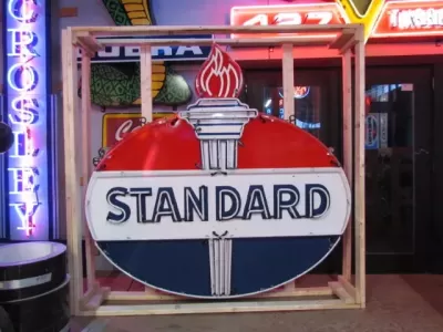 Original Standard Oil Porcelain Animated Neon Sign 7 FT W x 74 IN H