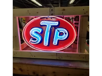 New STP Double-Sided Porcelain Neon Sign 30"W x 20"H