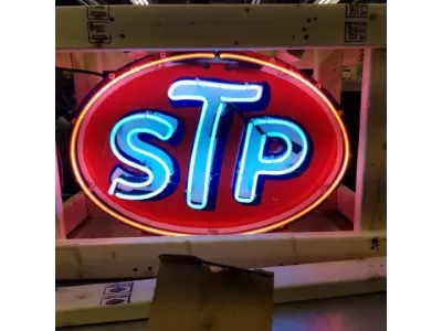 New STP Double-Sided Porcelain Neon Sign 30"W x 20"H