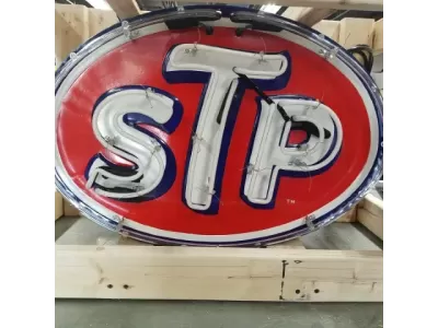 New STP Double-Sided Porcelain Neon Sign 30"W x 20"H