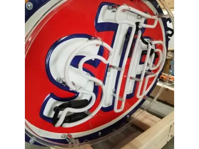 New STP Double-Sided Porcelain Neon Sign 30"W x 20"H