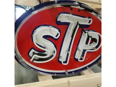 New STP Double-Sided Porcelain Neon Sign 30"W x 20"H