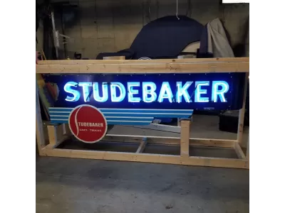 New Studebaker Dealership Porcelain Neon Sign Double-Sided 8 FT x 3 FT
