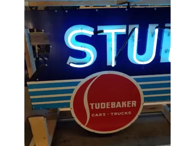 New Studebaker Dealership Porcelain Neon Sign Double-Sided 8 FT x 3 FT