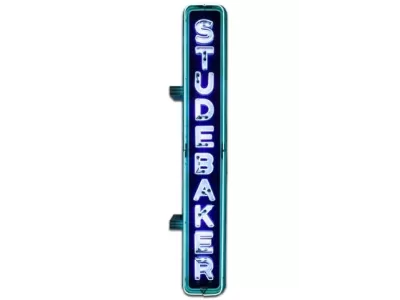 Original Professionally Restored Studebaker Double-Sided Vertical Porcelain Neon Sign / 32 IN W x 13 1/2 FT H