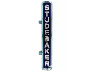 Original Professionally Restored Studebaker Double-Sided Vertical Porcelain Neon Sign / 32 IN W x 13 1/2 FT H