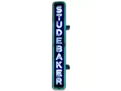 Original Professionally Restored Studebaker Double-Sided Vertical Porcelain Neon Sign / 32 IN W x 13 1/2 FT H