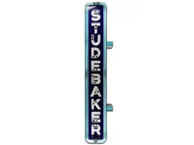 Original Professionally Restored Studebaker Double-Sided Vertical Porcelain Neon Sign / 32 IN W x 13 1/2 FT H