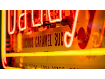 New Sugar Daddy Candy Wrapper Painted Neon Sign 116 IN W x 28 IN H