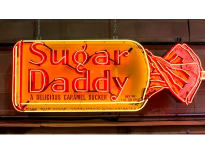 New Sugar Daddy Candy Wrapper Painted Neon Sign 116 IN W x 28 IN H
