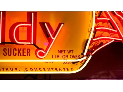 New Sugar Daddy Candy Wrapper Painted Neon Sign 116 IN W x 28 IN H