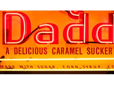 New Sugar Daddy Candy Wrapper Painted Neon Sign 116 IN W x 28 IN H