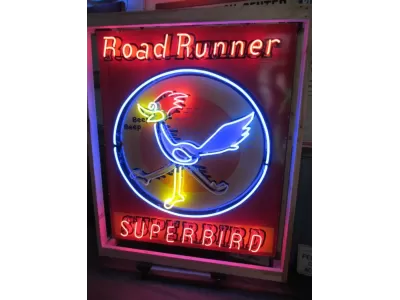 New Roadrunner Superbird Animated Porcelain Neon Sign 58 IN W x 70 IN H 