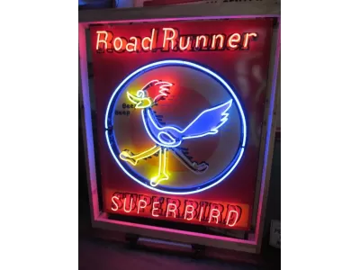 New Roadrunner Superbird Animated Porcelain Neon Sign 58 IN W x 70 IN H 