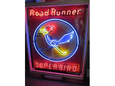 New Roadrunner Superbird Animated Porcelain Neon Sign 58 IN W x 70 IN H 
