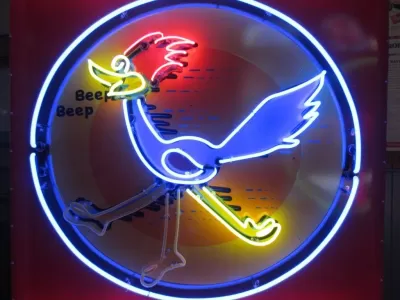 New Roadrunner Superbird Animated Porcelain Neon Sign 58 IN W x 70 IN H 