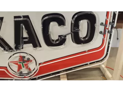 Original Texaco Porcelain Sign with Neon 7 FT W x 4 1/2 FT H