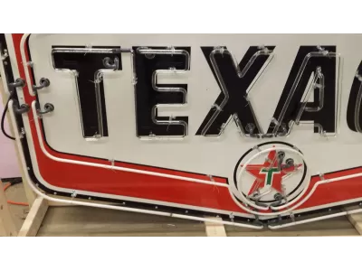 Original Texaco Porcelain Sign with Neon 7 FT W x 4 1/2 FT H