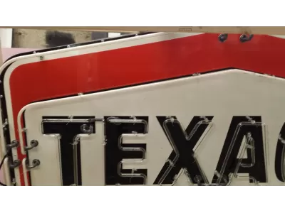 Original Texaco Porcelain Sign with Neon 7 FT W x 4 1/2 FT H