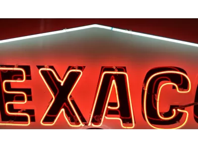 Original Texaco Porcelain Sign with Neon 7 FT W x 4 1/2 FT H