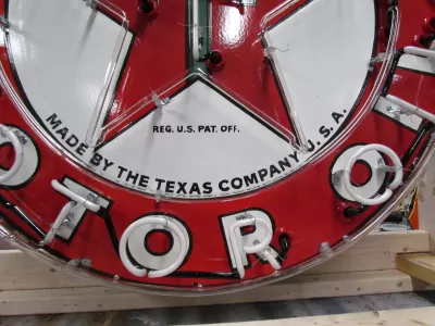 New Texaco Gasoline Motor Oils Porcelain Neon Sign - 48" Diameter