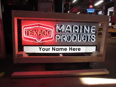 New Texaco Marine Double-sided Porcelain Neon with Privilege Panel 48"W x 24"H