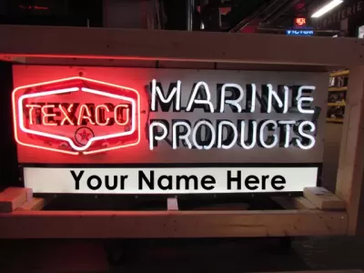 New Texaco Marine Double-sided Porcelain Neon with Privilege Panel 48"W x 24"H